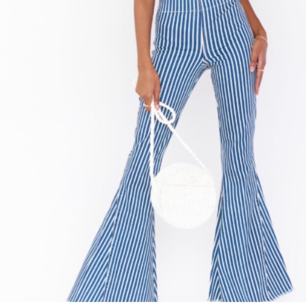 Show Me Your Mumu stylish flare pants.  Only worn once. Blue and white.